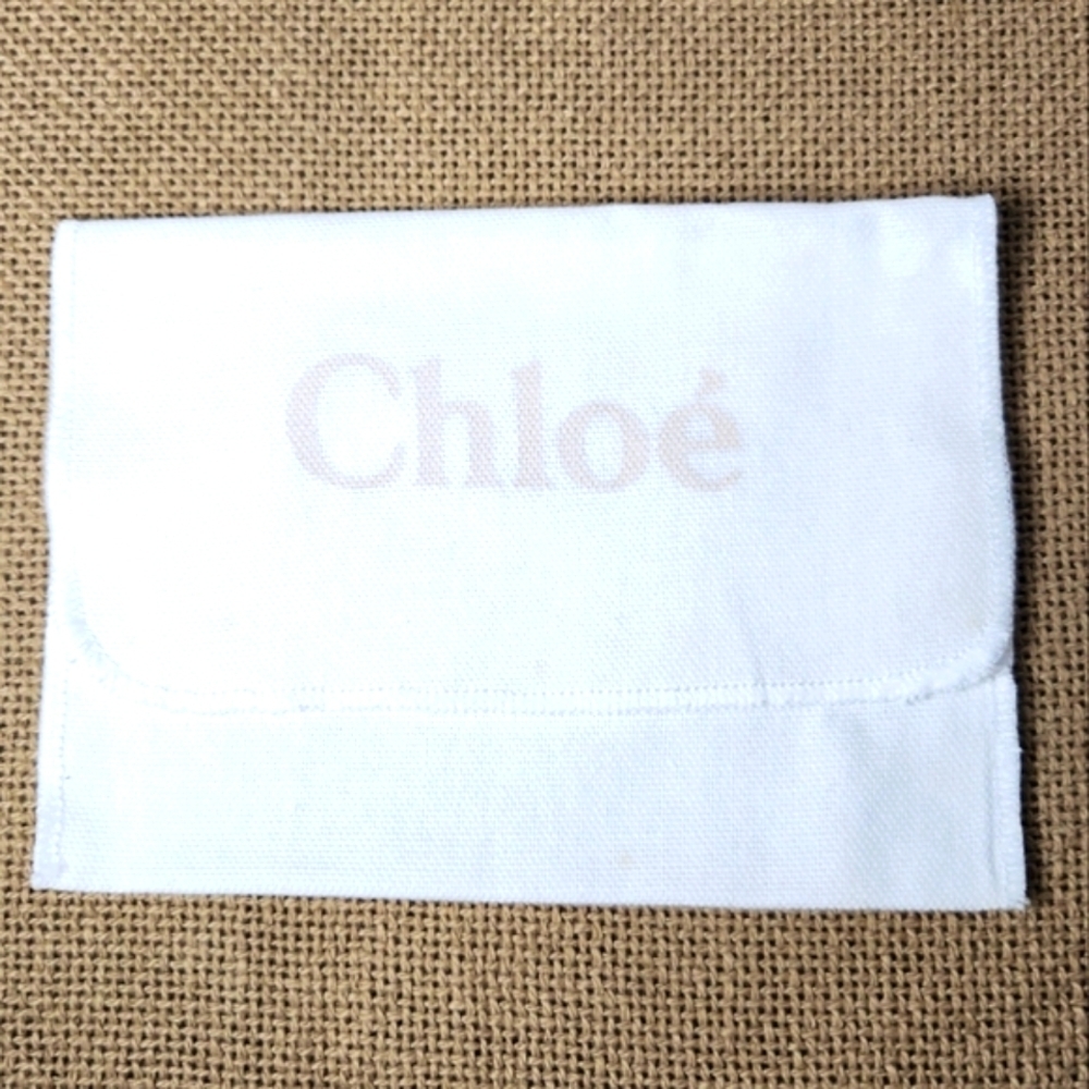 CHLOE EUC DUST BAG white with light gray/beige, foldover flap Small 6.5"…